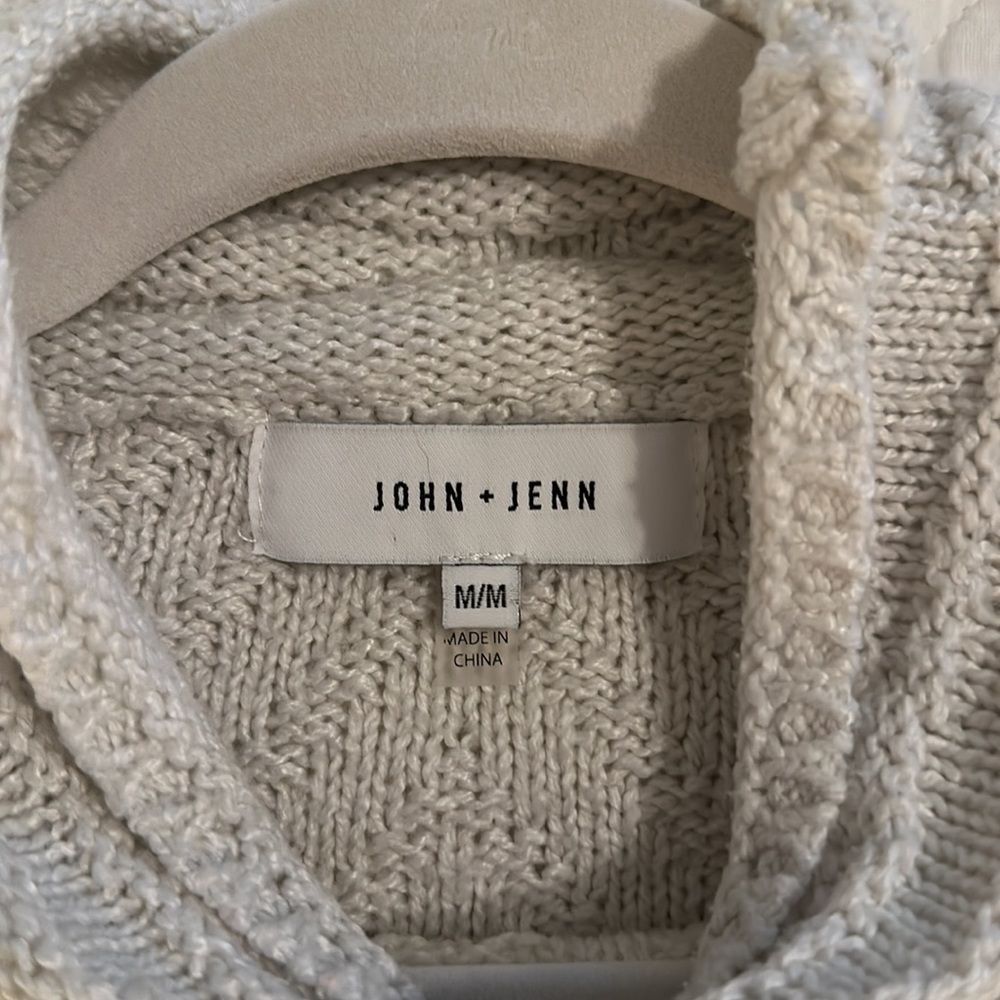 NWOT RARE Revolve John + Jenn Cream Turtleneck Fringe Sleeve Sweater Size M - Picture 11 of 15